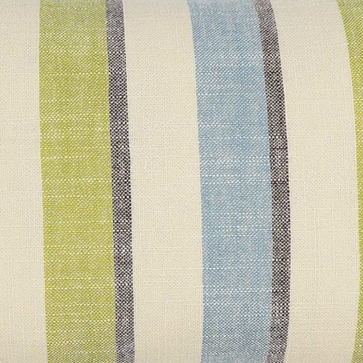 Close up photo lime and blue stripe rectangular cushion