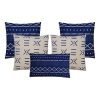 Image of 5 blue and white mud cloth inspired cushion set