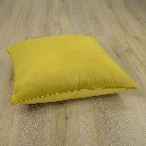 Photo of mustard coloured velvet cushion cover in 70cm x 70cm size