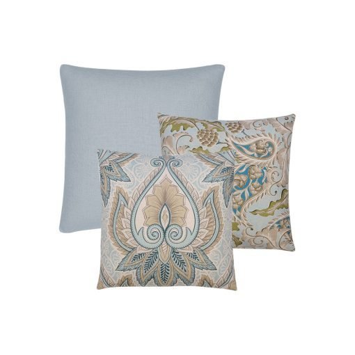 Photo of 3 teal and oyster coloured paisley cushion cover