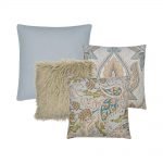 Photo of teal and gold 4 paisley cushion collection