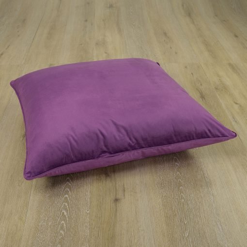 Purple velvet floor cushion in 70cm x 70cm size