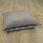 Image of velvet floor cushion in space grey colour and in 70cm x 70cm size