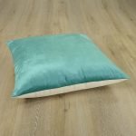 Photo of spearmint floor cushion cover in velvet and linen fabric