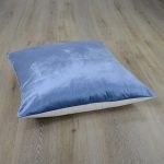 Photo of 70cm x 70cm velvet linen floor cushion in stone blue colour