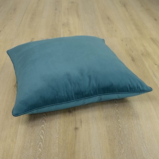 photo of large 70cm x 70cm teal floor cushion in velvet fabric