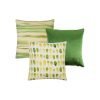 Photo of 3 square cushion covers in watercolour green and yellow colours