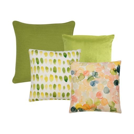 Image of 4 pastel green and yellow cushion set
