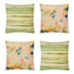 Image of four watercolour inspired square cushions