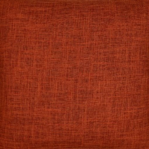Close up image of a cushion cover in burnt orange colour made of cotton linen fabric