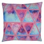 Photo of pink and blue outdoor cushion in triangle design