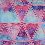 Image of 45cm x 45cm outdoor cushion cover in blue and pink colours