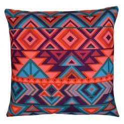 Colourful, caravan-inspired outdoor cushion cover made of UV resistant fabric