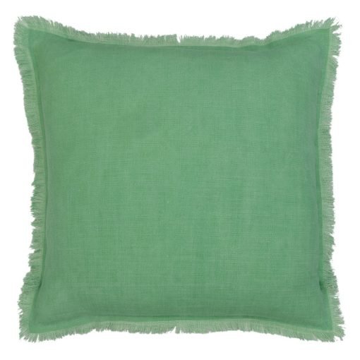 Rich and vibrant emerald 45x45 cushion cover crafted from soft cotton linen