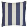 Image of Mediterranean-inspired outdoor cushion with blue and white stripes