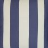 Close up image of outdoor cushion of blue and white cushion cover