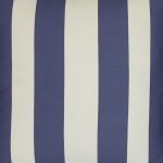 Close up image of outdoor cushion of blue and white cushion cover