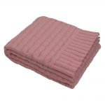Charming pink knitted throw relatively soft, 150cm x 130cm