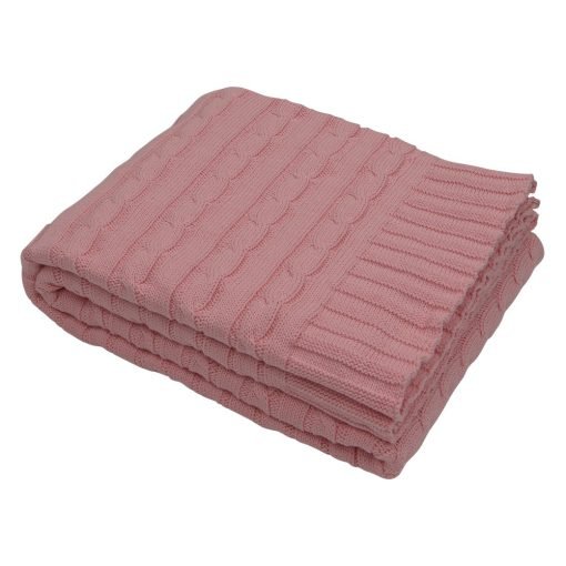 Charming pink knitted throw relatively soft, 150cm x 130cm