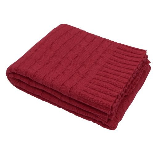 Bright and stylish throw rug in red colour crafted from 100% cotton