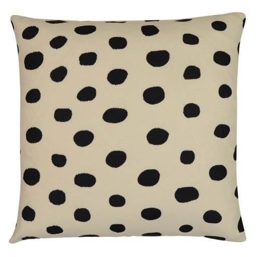 Photo of black and white polka dot cushion cover in 45cm x 45cm size