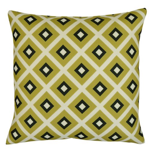 Image of tile designed outdoor cushion cover in yellow green colour