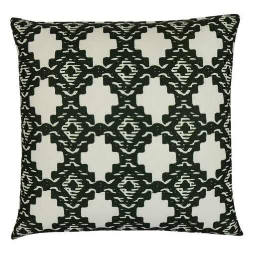 Photo of black and white outdoor cushion cover in tribal inspired print
