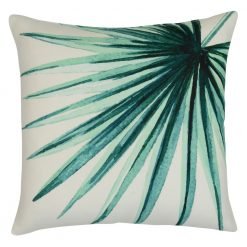 Image of green and white outdoor cushion cover made of UV and water resistant fabric