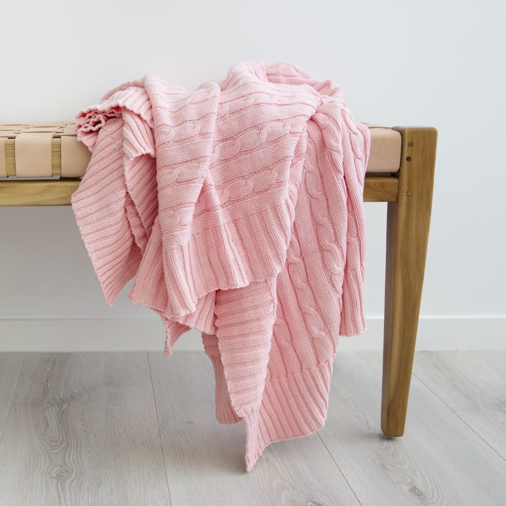 Buy Blush Knit Throw Blanket 130x150cm Online Simply Cushions