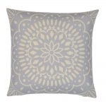 Boho inspired baby blue and beige cushion with Mandala design