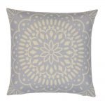 Boho inspired baby blue and beige cushion with Mandala design