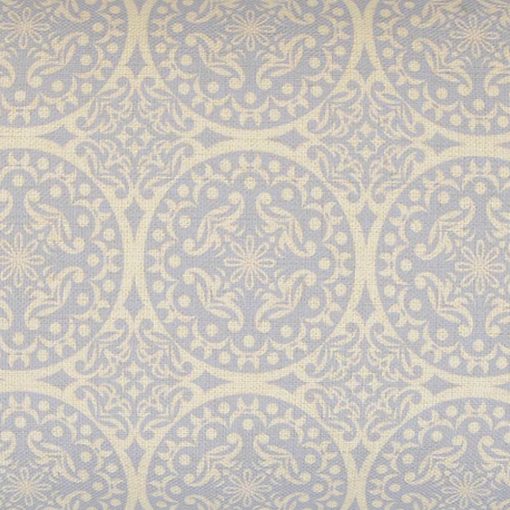 Close up of Mandala inspired rectangular cushion cover in pastel blue print