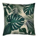 Jungle inspired green cushion cover made of cotton linen fabric