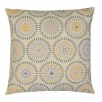 Kaleidoscope patterned cushion cover in pastel blue and yellow colours