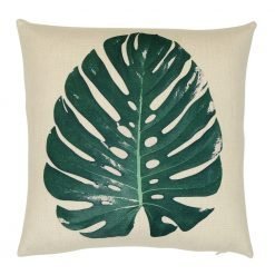 Minimalist inspired cushion cover with green leaf design