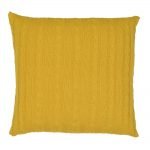 Bright yellow mustard cable knit cushion in 50cm x 50cm size