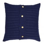 Navy blue Knitted cushion cover with buttons