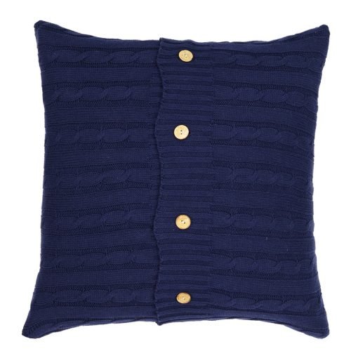 Navy blue Knitted cushion cover with buttons