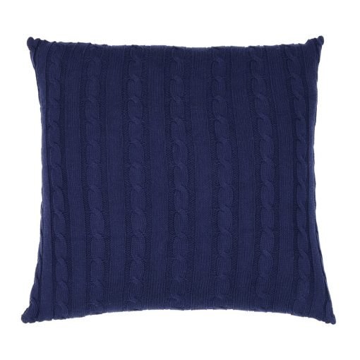 Back view of 50cm x 50cm blue cushion cover made of knit fabric