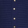 Close up photo of elegant, navy blue cushion cover with buttons in the middle