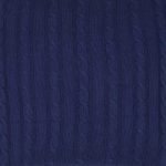 Close up image of cable knit cushion cover in navy blue colour