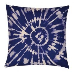Tie dyed inspired blue cushion made of cotton linen material