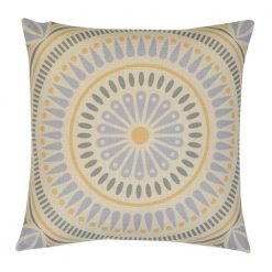 Boho inspired square cushion cover in yellow and blue colours