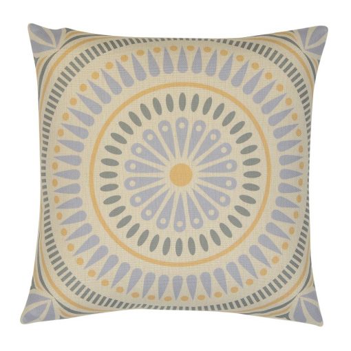 Boho inspired square cushion cover in yellow and blue colours