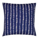Navy blue cotton linen blend square cushion cover with stripe design