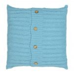 Photo of 50cm x 50cm teal Knitted cushion with buttons