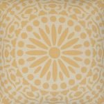 Close up image of square cushion cover with wheat coloured mandala design