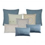 Clean, Bohemian inspired cushion collection in blue and yellow colours