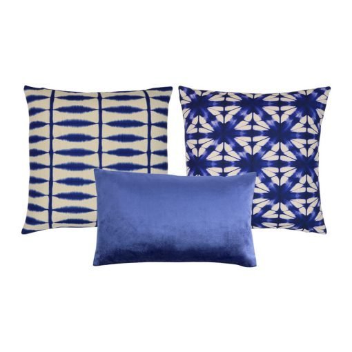 Elegant tie-dye pattern cushion covers in cotton linen and velvet fabric