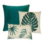 Elegant lush themed cushion set in emerald green and white colours